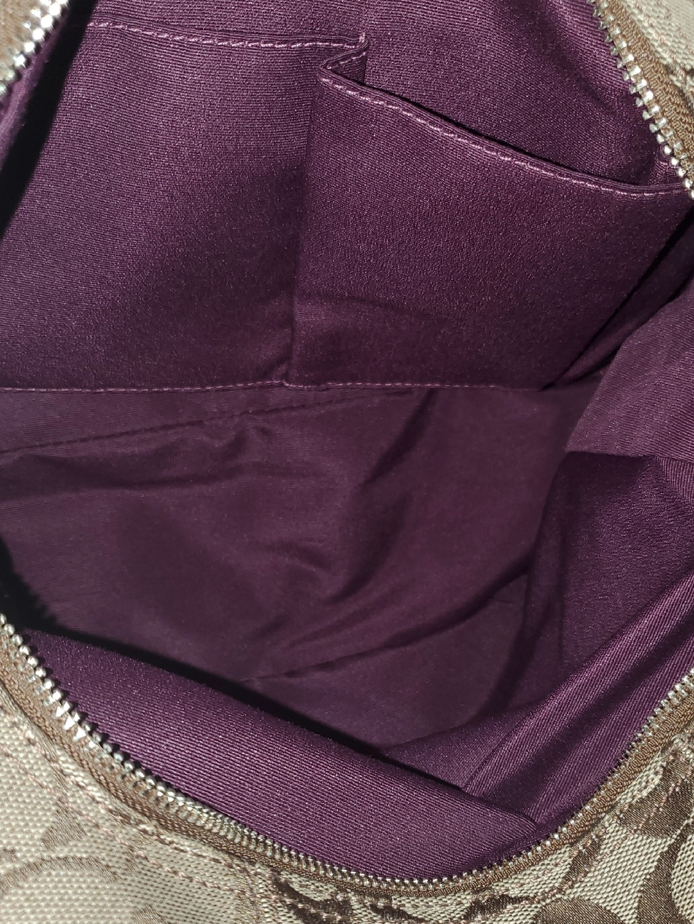 Coach Soho Lynn Signature Hobo Shoulder Bag/Purple Leather Trim💜🤎 - Picture 13 of 16
